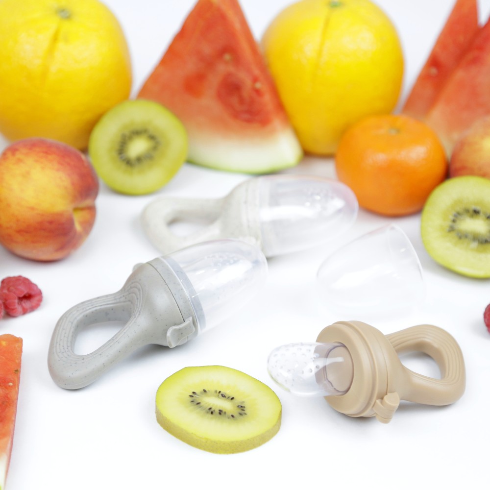 Dentistar® Set de sucette à fruit (4 pièces) avec capuchon de protection –  Tétine grignoteuse pour bébés et petits enfants dès 6 mois – Grignoteur en