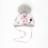 Tuque avec oreilles et pompon bouquet fleurs