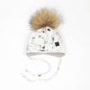Tuque avec oreilles et pompon fleur feuillage
