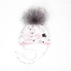 Tuque avec oreilles et pompon fleur rose
