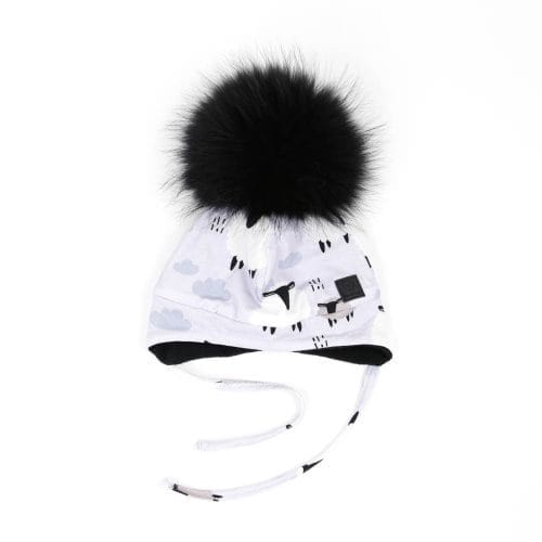 Tuque avec oreilles et pompon mouton